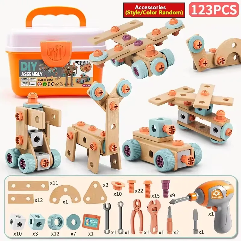 Kids Tool Set Toys DIY Nut Assembly Pretend Play Repair Construction Tool Kit for Toddlers Educational Toys Boys Girls Xmas Gift