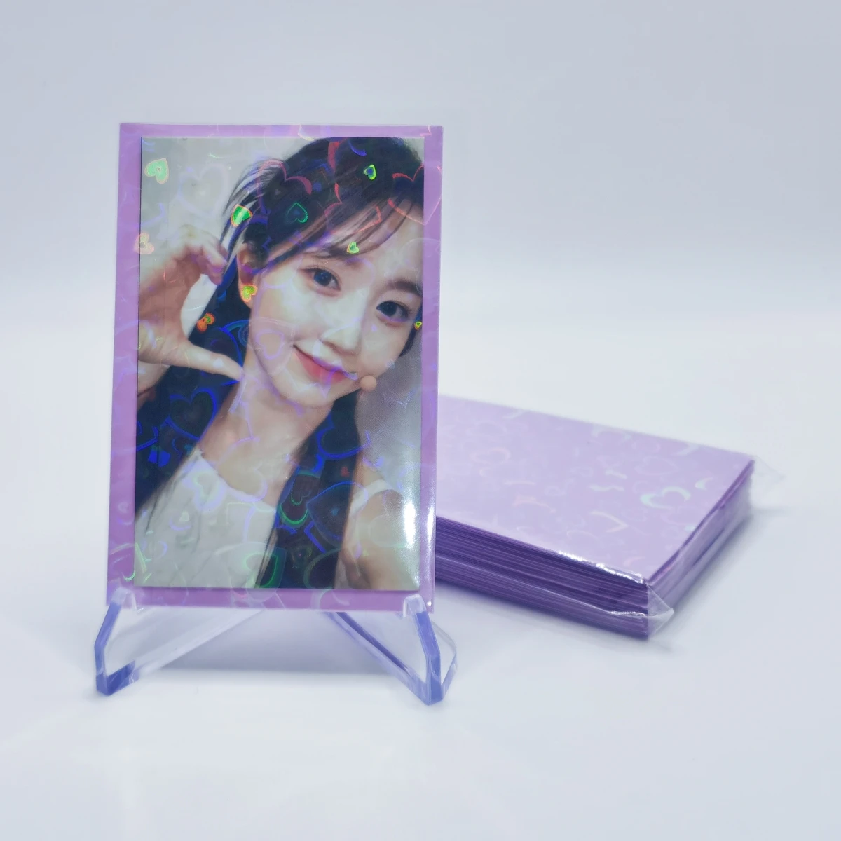 Imagem -05 - Utalo 50 Pacotes de Mangas Holográficas para Cartões Fotográficos em Formato de Coração Porta-cartões Coloridos Proteção com Estilo Radiante para Cartões Kpop