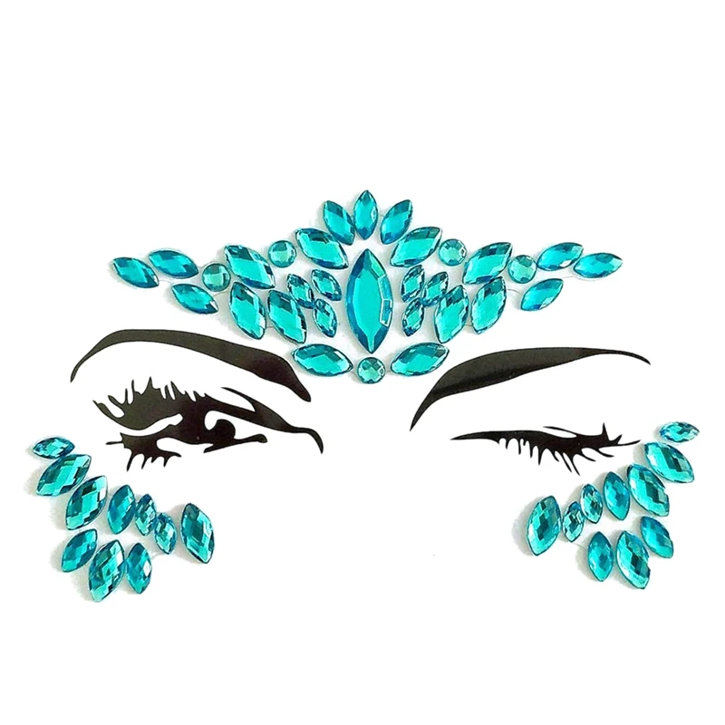 6 Sets Face Gems Rhinestone Mermaid Face Jewels Tattoo - Face Crystal Stickers Tears Gem Stones Bindi Temporary Stickers