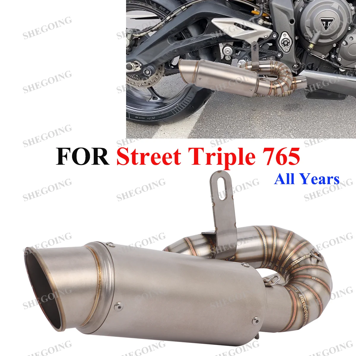 

Low Mounting For Triumph Street Triple 765 765R 765RS 2017-2025 Motocycle Exhuast System 765RS Exhaust Link Pipe 51MM