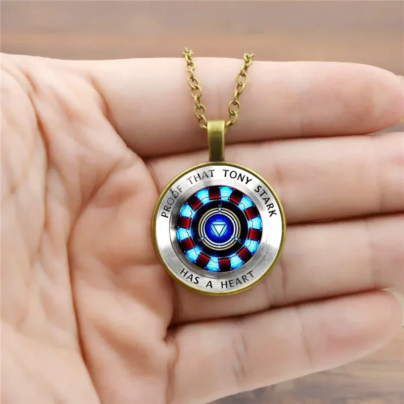 Disney Marvel Ironman ARC-REACTOR Tony Stark Necklace Avengers Figure Cosplay Props Pendant Children Toys Birthday Gifts