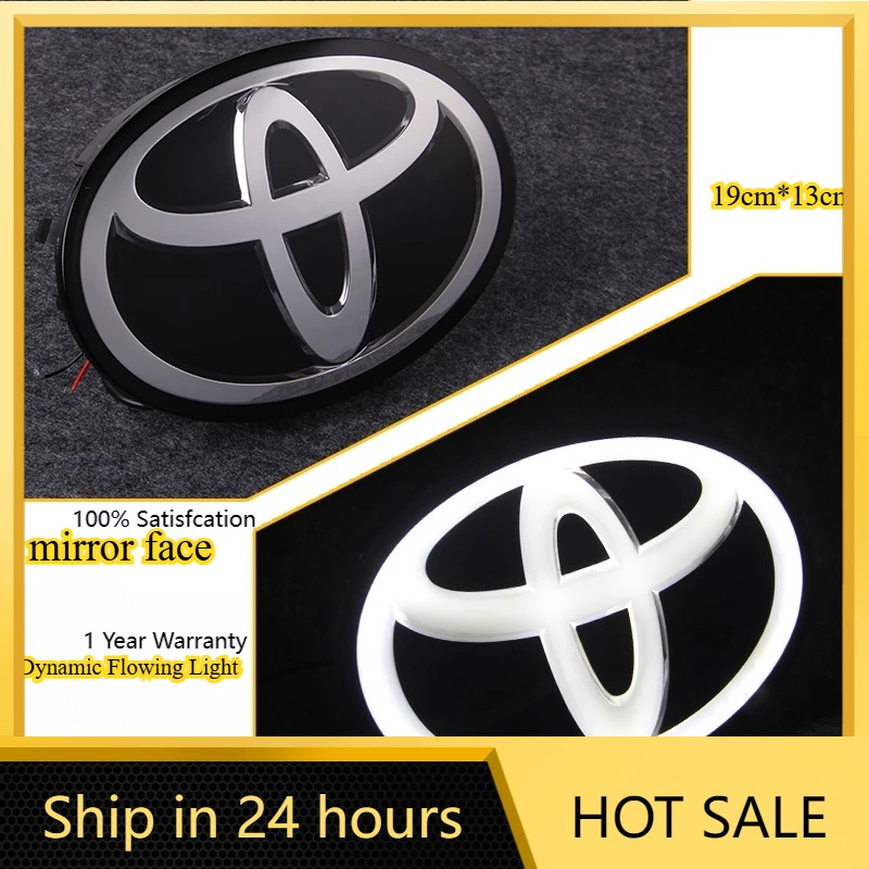 

Колпаки ступиц 190 мм, светодиодная динамическая светящаяся эмблема для Toyota Land Cruiser/PRADO, передняя решетка, капот, значок с логотипом автомобиля, автомобильные аксессуары