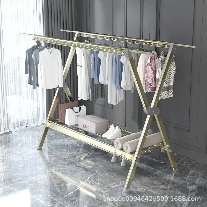 [Multi-specification color customization] Aluminum alloy folding floor drying rack indoor and outdoor cool clothes drying