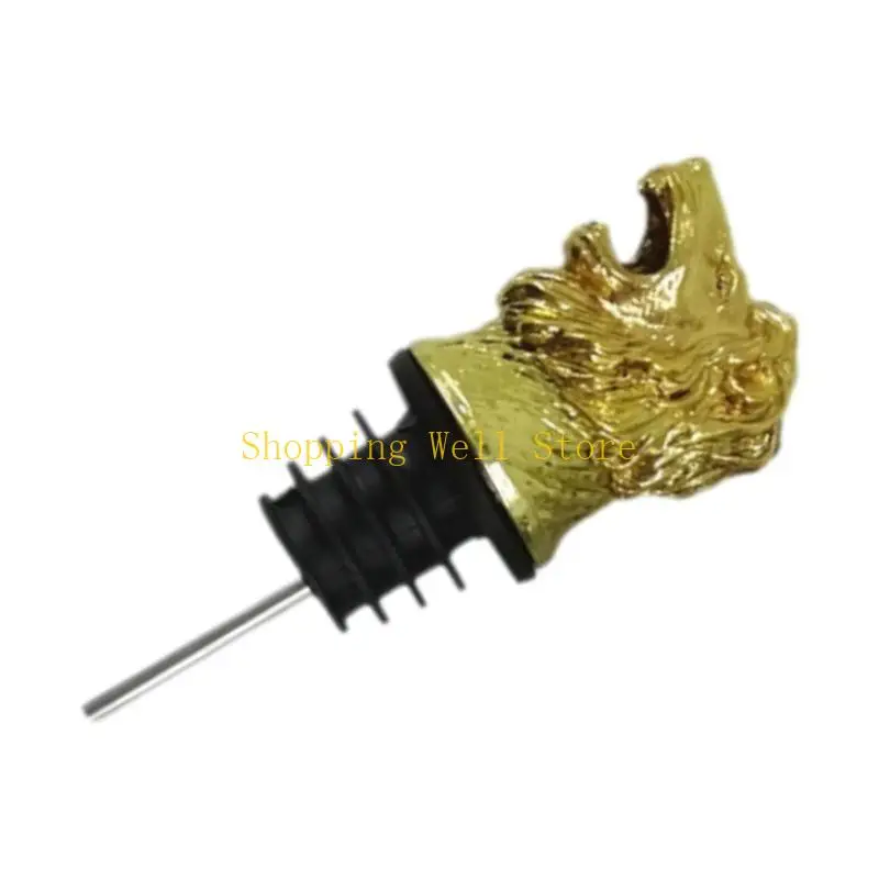 KX4B Zinc Alloy Wine Pourer Animal Head Shaped Liquor Bottle Stopper Wine Aerator Pour Dispenser Decoration for Parties