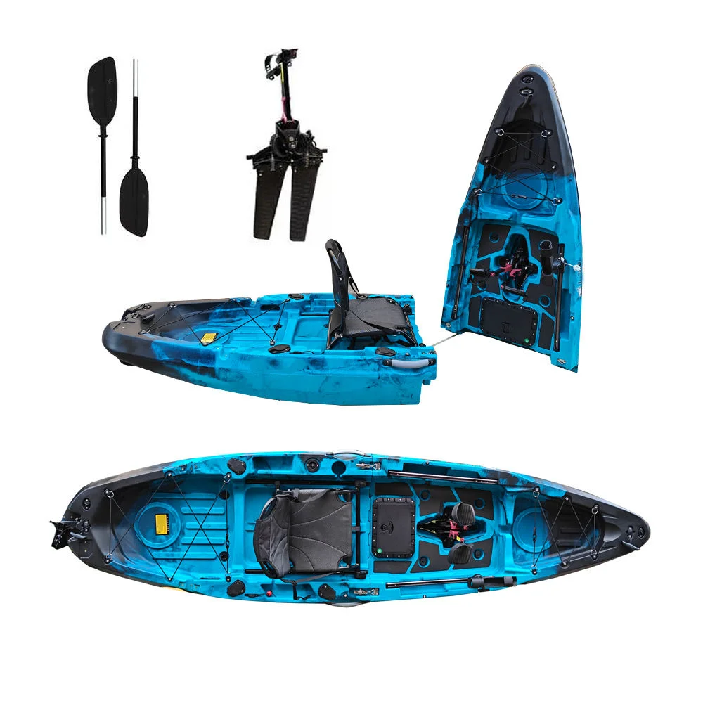 Modular Pedal Fishing Kayak, 10.5ft 2-Section Detachable, Propeller Pedal Drive, HDPE Hull, Sit-on-Top, for Lake River Angling