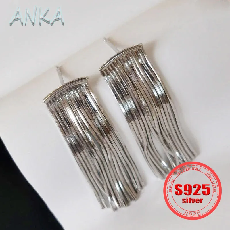 

ANKA New S925 silver earrings tassel women's earrings simple waterfall short section earrings European and American style