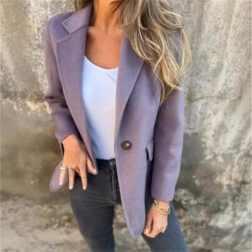 Blazers elegantes para mujer, ropa de calle informal, chaqueta de manga larga de Color sólido, traje Y2k, otoño e invierno, novedad de 2024