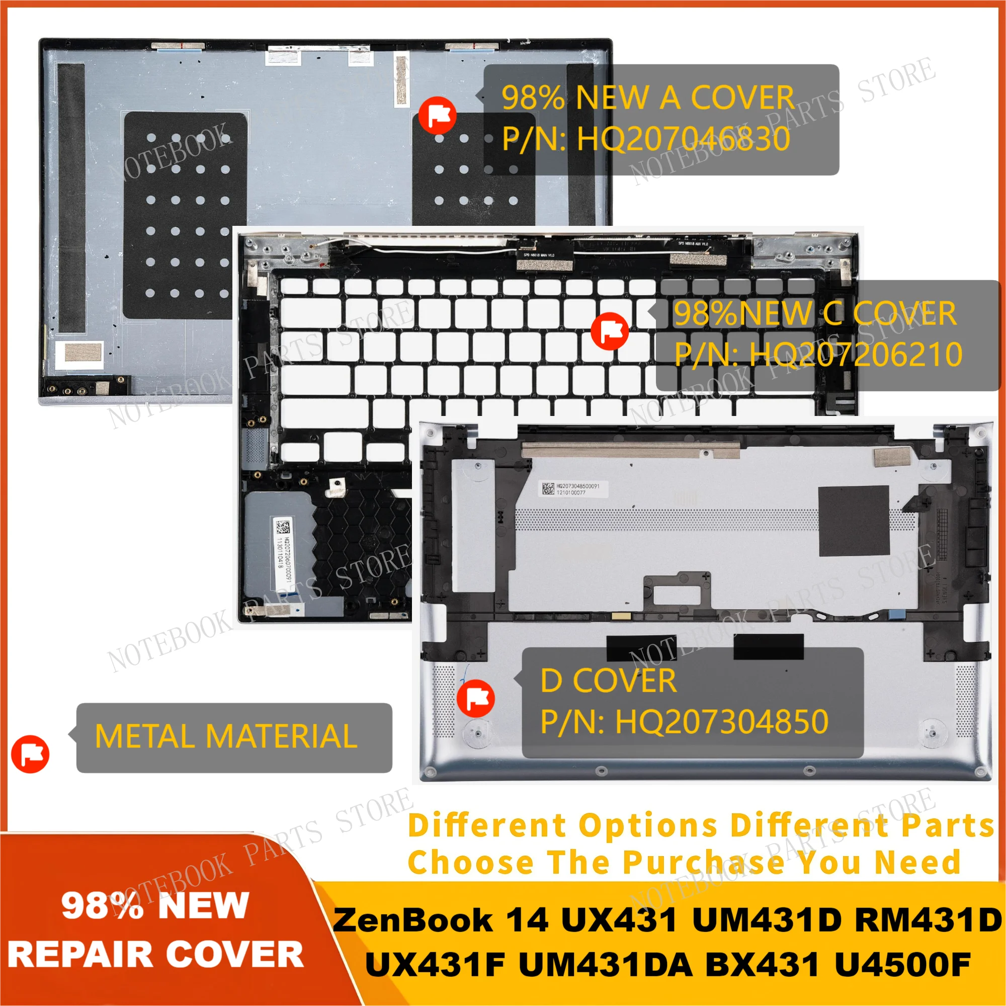 98%NEW Cover For ZenBook 14 US431 UM431D RM431D UX431F UM431DA BX431 U4500 U4500F Back cover/upper/base cover HQ207046830