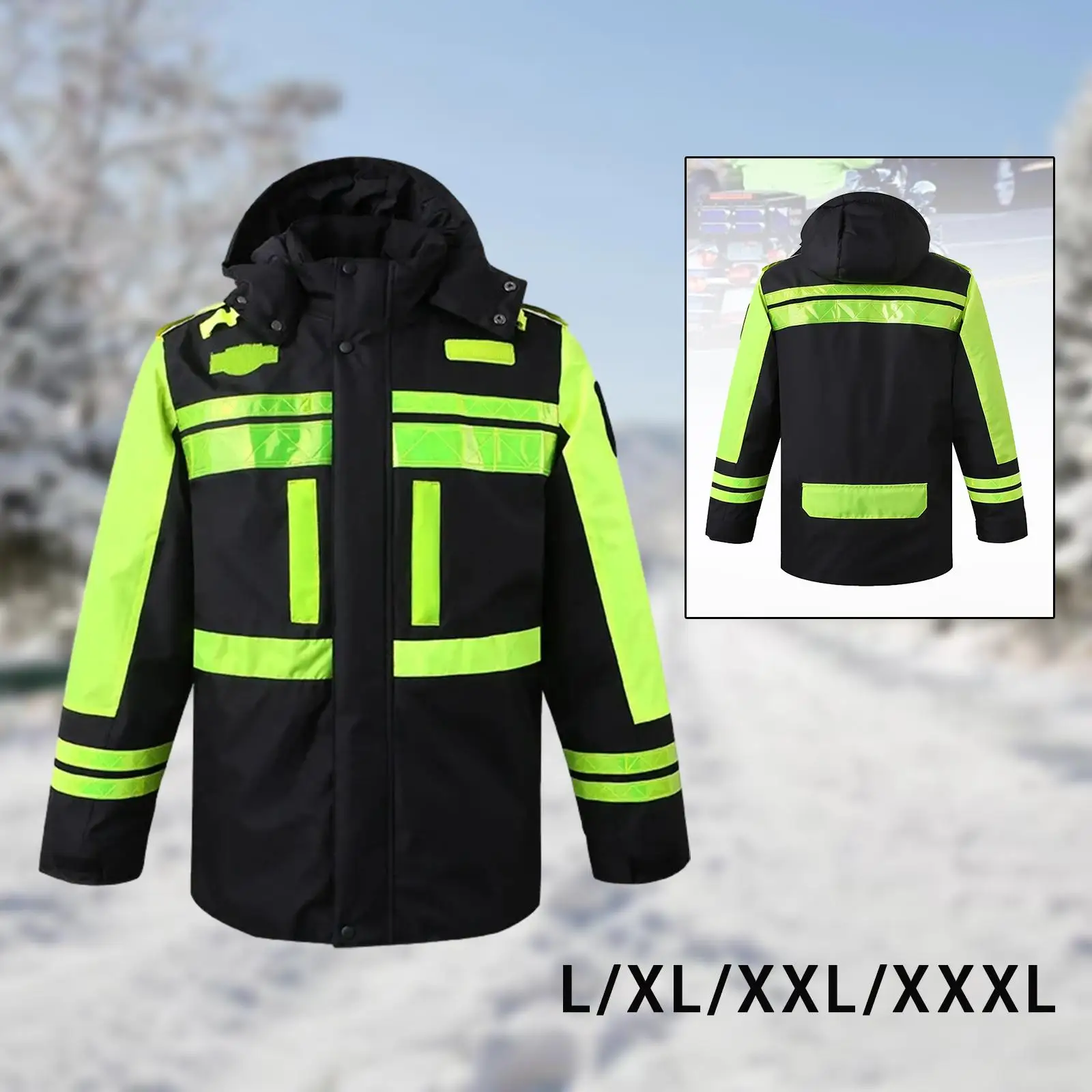 Winter Safety Jacket Comfortable Lightweight Waterproof High Visibility Detachable Hood and Liner Coat for Work Construction