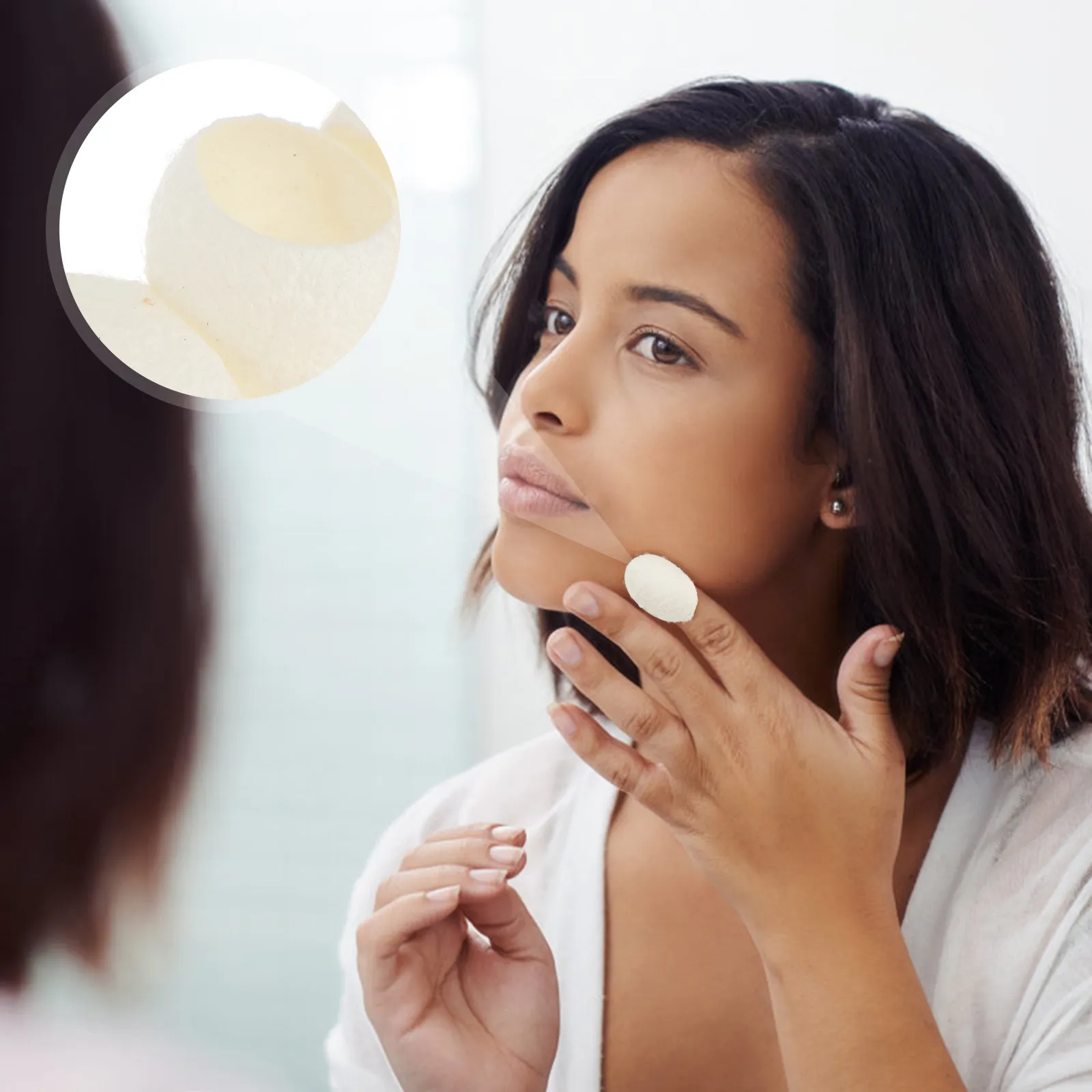 100 Unidades de Bolas de Seda Natural Branca para Cuidados Faciais, Esfoliante para Remoção de Pele Morta, Pele Lisa e Radiante