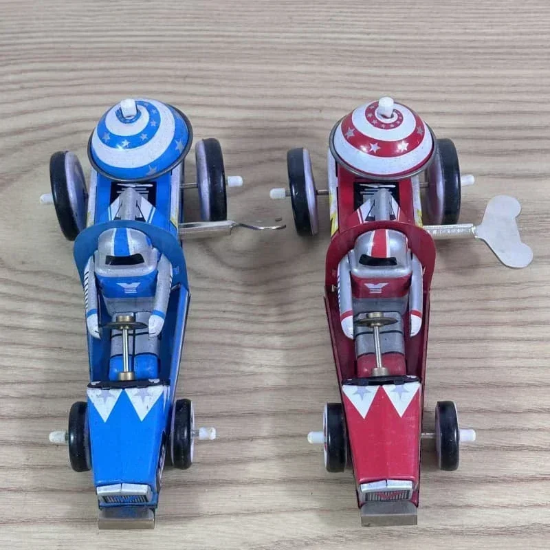 Collection Retro Wind Up Toy Metal Tin F1 Racing Racer Sports Car Clockwork Figures Model Vintage Toy Gift