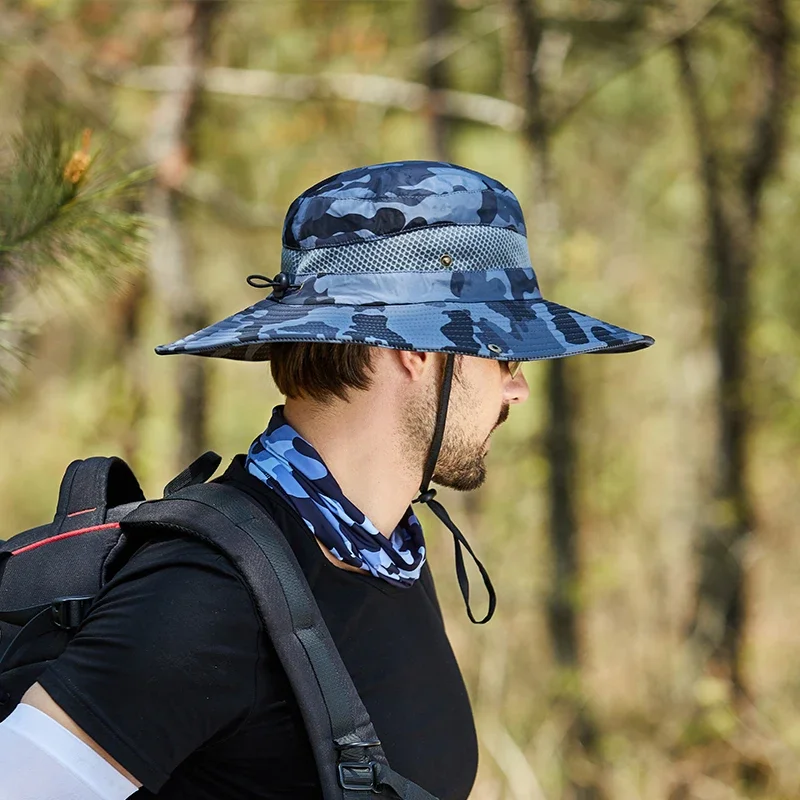 Camouflage Bucket Hat for Men Outdoor Hiking Cycling Safari Breathable Visor Cap CAP FOR MEN Women Summer Sun Protection Hat