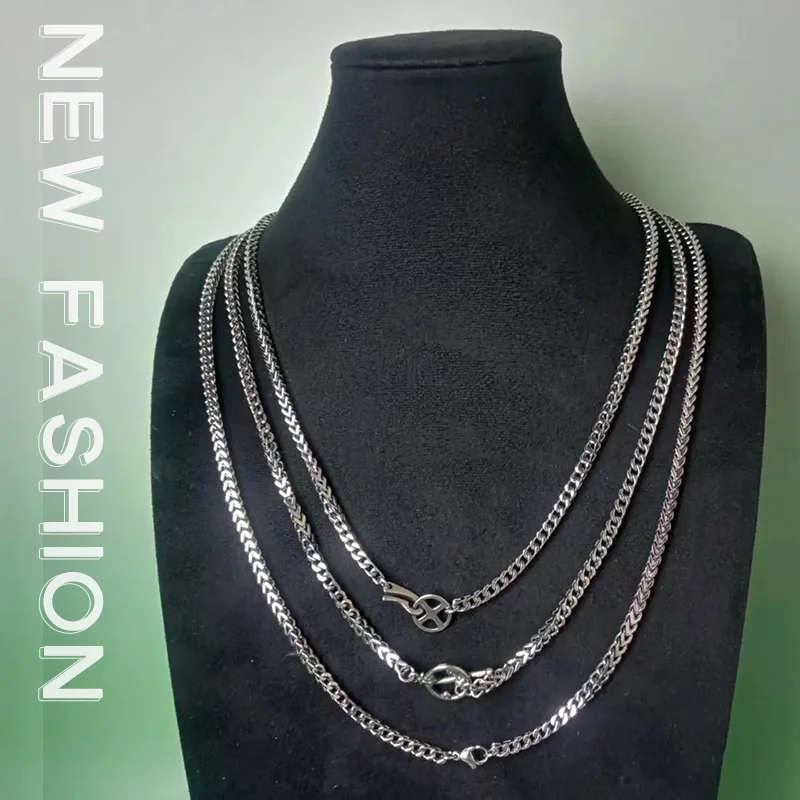 Fashionable Double-Sided Polished Necklace - 4.0mm Chain, Reversible Positive & Negative Design, Ideal for Daily Matching & Gift