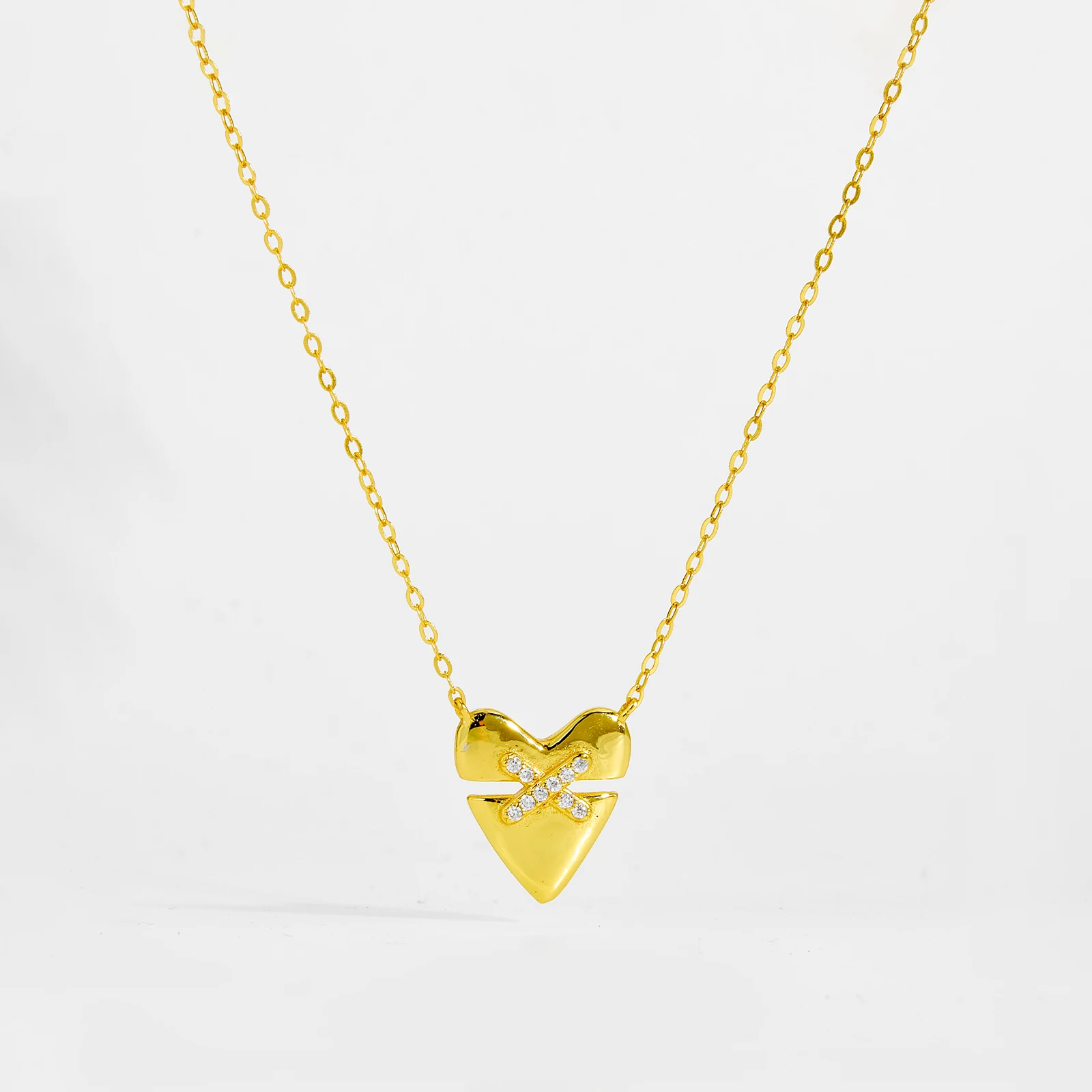 ANDYWEN 925 Sterling Silver Irregular Heart Pendant CZ Zircon Long Necklace Women 2024 Winter Luxury Fine New Year Jewelry Gift