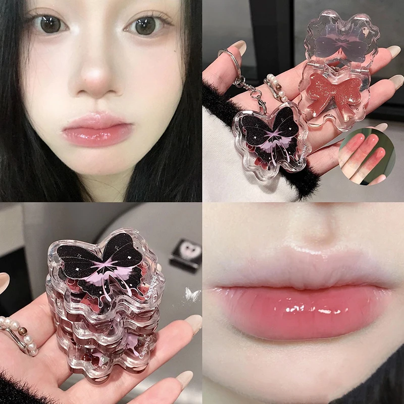 Butterfly Jelly Mirror Water Lip Gloss Portable Moisturizing Lip Balm Waterproof Liquid Lipstick Lipgloss Makeup Korean Cosmetic