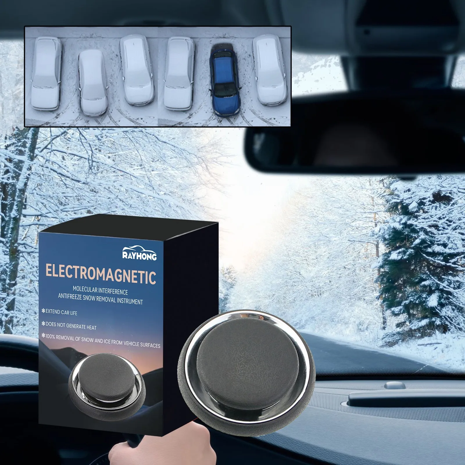 Solar-Powered Car Ice Remover Melting Prevent Freezing Electromagnetic Ice Melting Deicer Winter Car Glass Deicing Tool