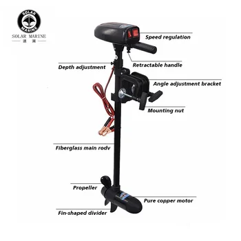 ים סולאריים ימיות דחף 12v מנוע חשמלי טרולינג מנוע עם הר טרנדום עבור סירה מתנפחים קיאק סירה