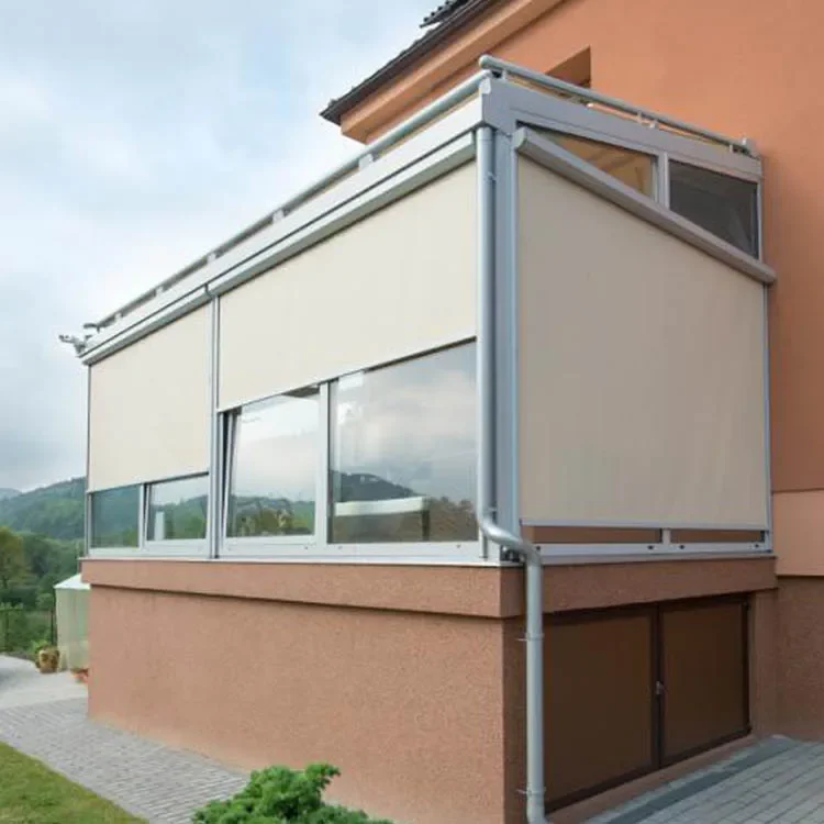 Toldo de fachada vertical retráctil móvil motorizado impermeable con control remoto para exteriores