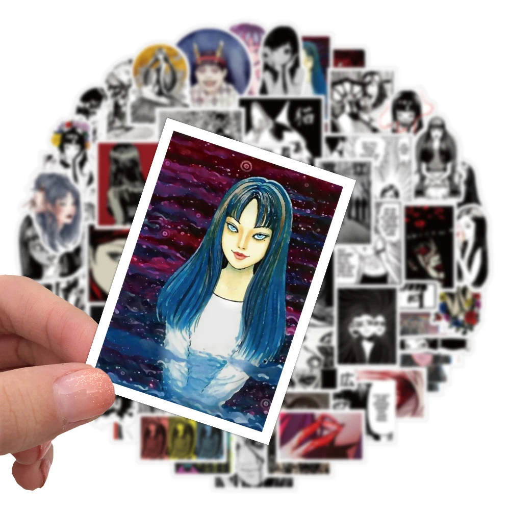 Tomie junji ito horror anime adesivos, adesivos de skate, mala, laptop, decalques grafite kawakami, 10/30/60pcs