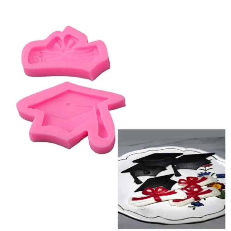 

Graduation Cap Diploma Silicone Mold Fondant Chocolate Candy Soap Ice Cube Clay Molds Tools for Grad Party Decorations