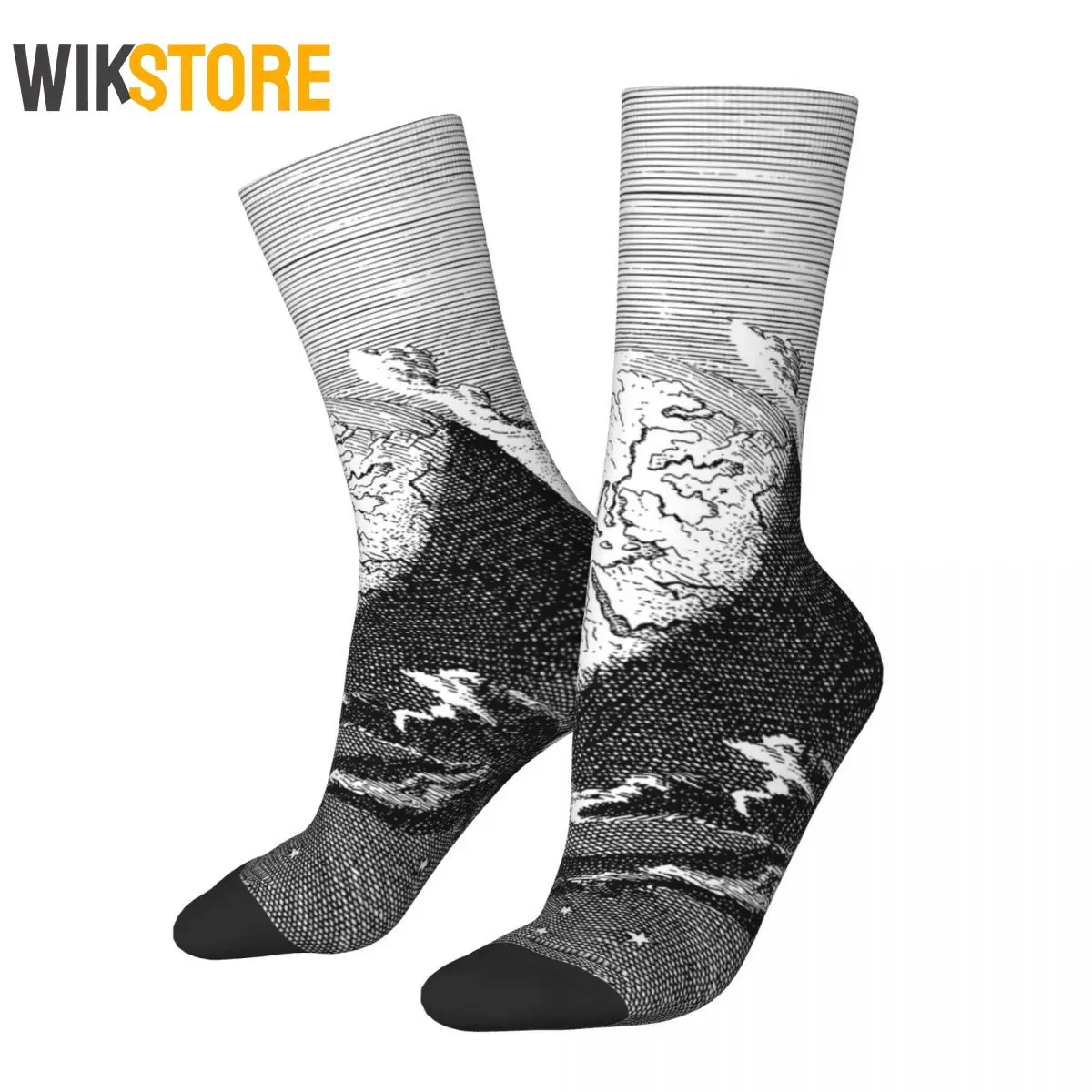 

Funny Crazy Sock for Men Women Earth Cloud Sun Star Drawing Hip Hop Vintage Happy Seamless Crew Sock Novelty Breathable Socks