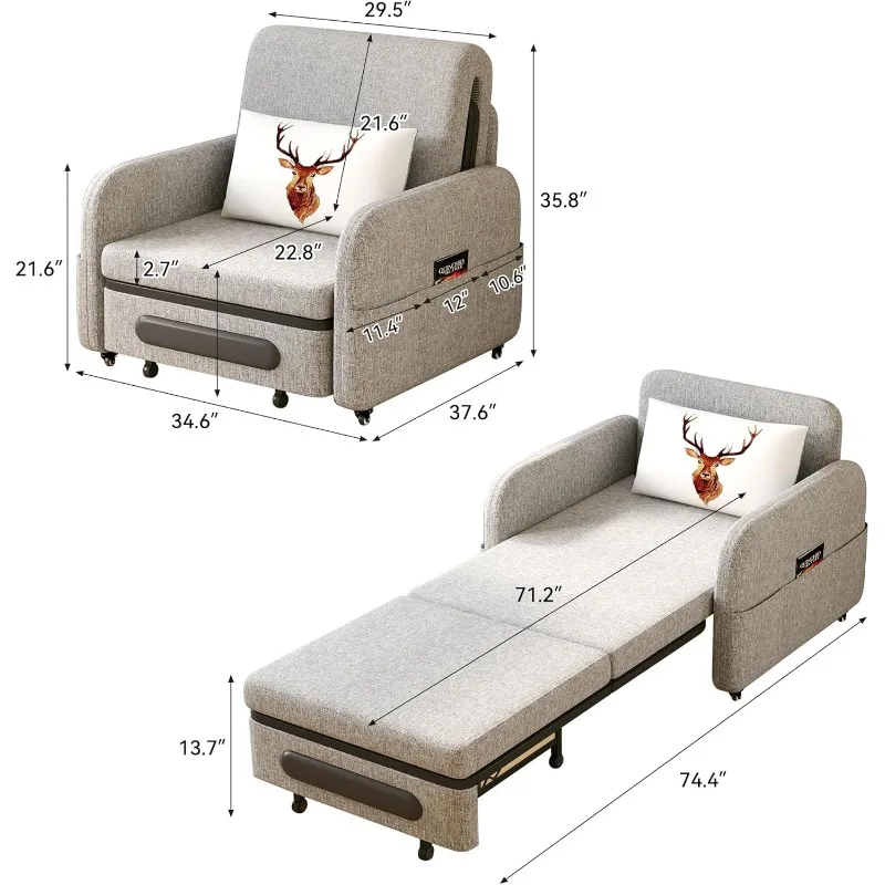34.6" Pull-Out Sofa Daybed with Trundle – Versatile Futon Couch with Sleeper Function, Ideal for Small Spaces，Living Room，Apartm