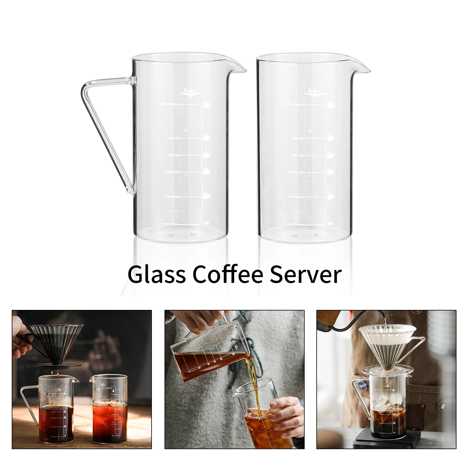 MHW-3BOMBER 500 ml Kaffeeglas-Messbecher, Espresso-Sharing-Topf, isolierter Griff, V-förmiger Auslauf, Heim- und Küchenzubehör