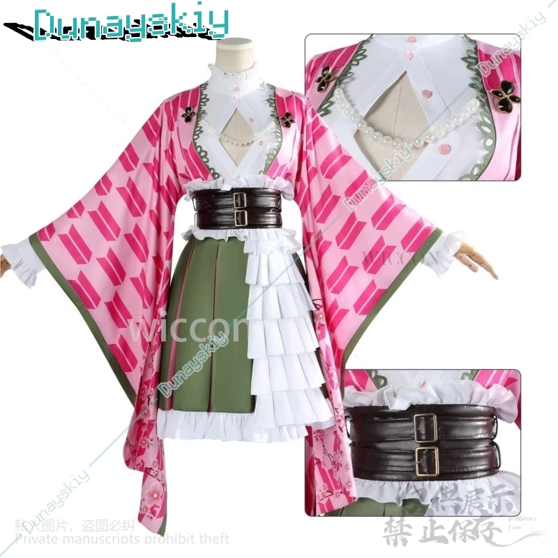 Kanroji Mitsuri Anime Dämon Mörder Cosplay Kostüm Für Frauen Mädchen Erwachsene Halloween Weihnachten Kimono Lolita Kleid Perücken Angepasst