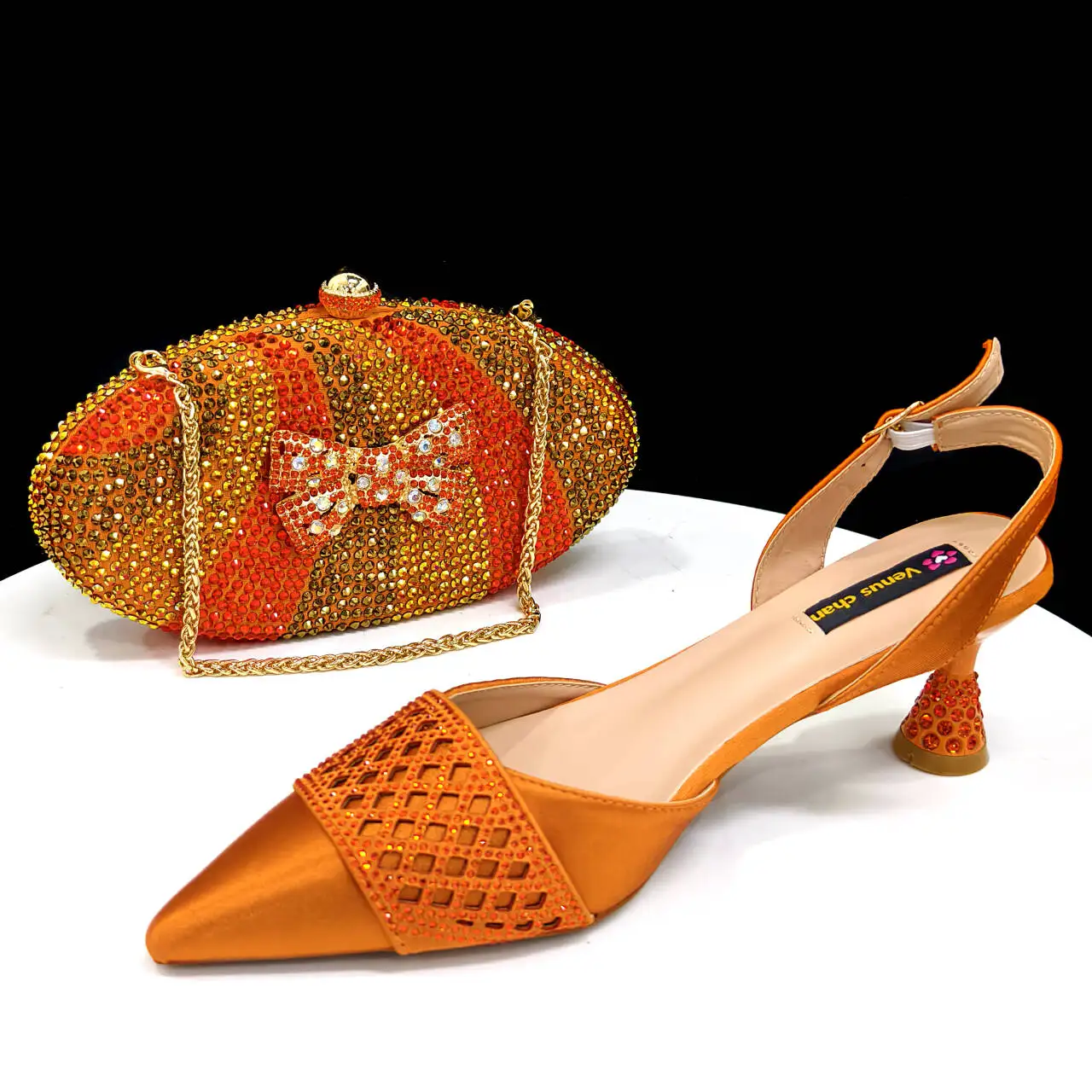 Nigerian Fashion Design Girly Style Party Shoes And Bag Sexy High Heels And Full Diamond Dual Purpose Mini Bag Women's Shoes