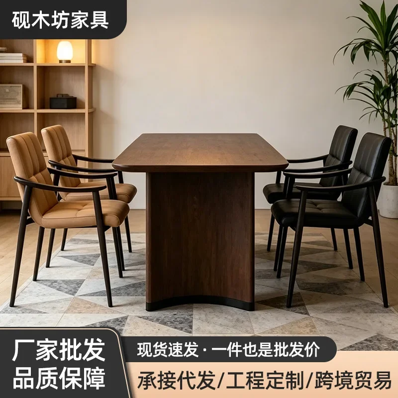 Italian minimalist dining table household living room modern minimalist solid wood diningtable tableand chairs light luxury co