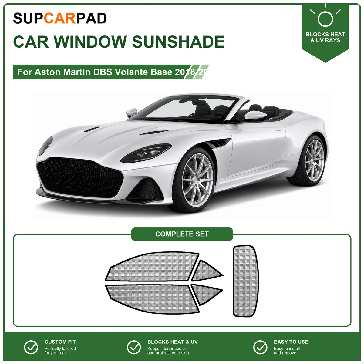 For Aston Martin DBS Volante Base 2018-2023 Full Set Car Window Sunshades UV Block Privacy Heat Insulated Foldable Car Curtain