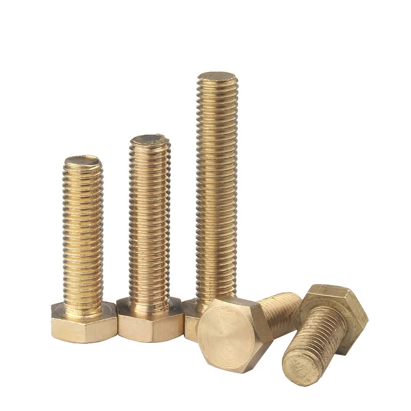 M3 M4 M5 M6 M8 M10 M12 Brass Pure Copper Hex Machine Screws 1-20pcs Metric Thread 6-100mm Bolts Industrial Fastener Fittings