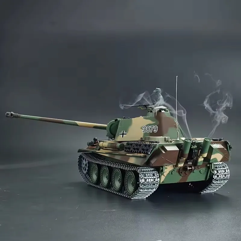 Henglong 3879 1/16 plástico alemão pantera g rtr rc tank7.0 - 2.4g, função de tiro e fumaça bb para presente de aniversário