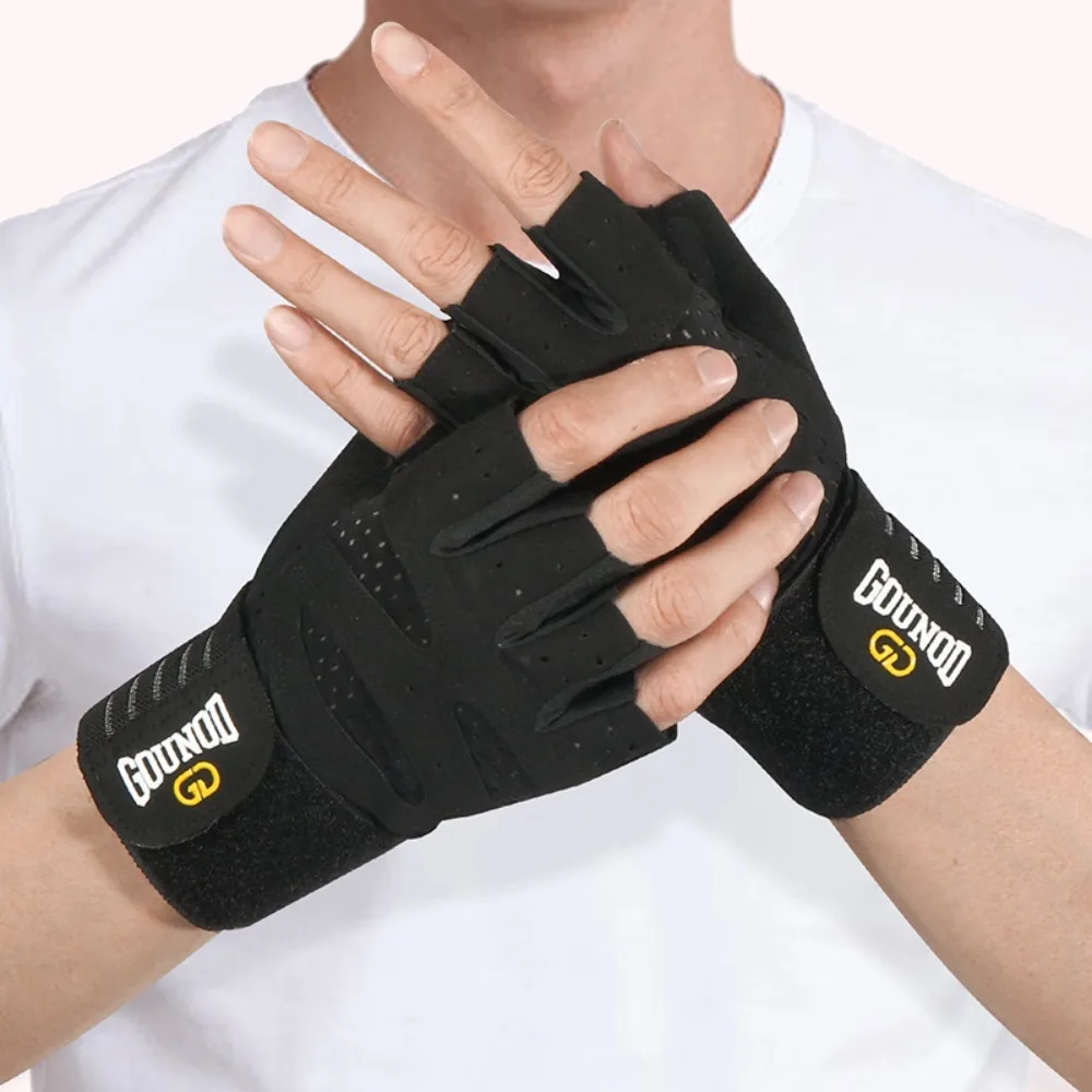 Breathable Weight Lifting Gloves Curved Open Back Non-Slip Half Finger Workout Gloves Wearproof Shockproof