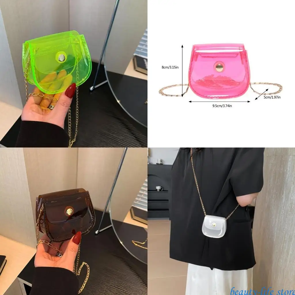 

Clear Shoulder Bag for Women Small Bag Chains Crossbody Bag Fashion Coin Purse Saddles Bag 517D
