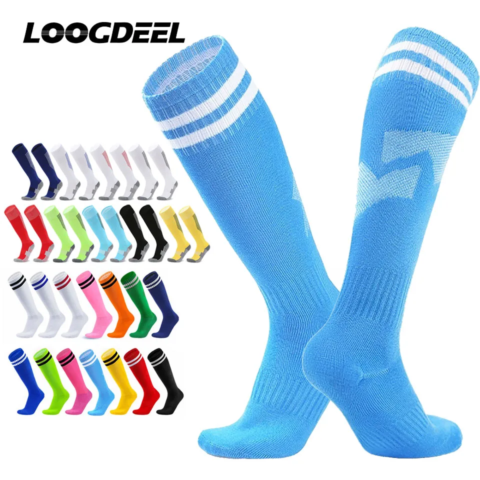 Loogdeel Soccer Socks Stretchy Compression Knee High Tube Socks Men Women Teens Kid Breathable Football Athletic Sports Socks