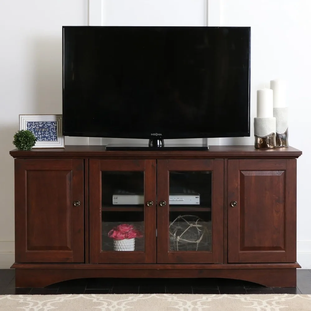 Madeira tradicional Universal TV Stand, armários de armazenamento para TV até 65 "sala de estar, centro de entretenimento, 44"