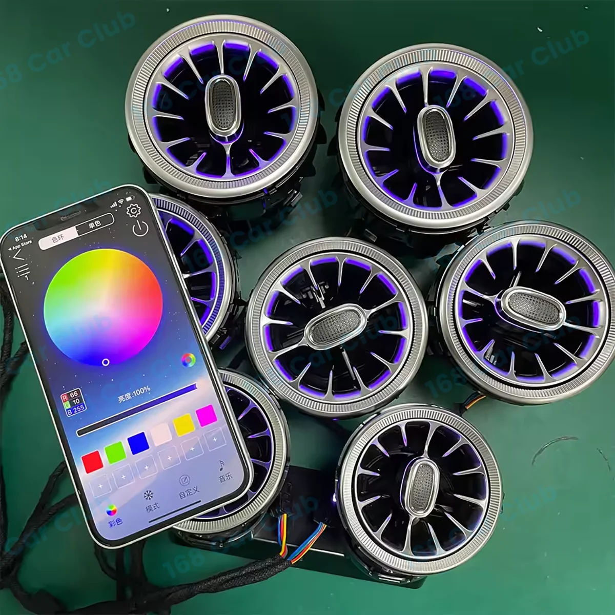 APP Controls 256 Colors RGB Turbo Air Outlet Nozzle Lamp For Mercedes Benz W205 W213 X253 W177 W118 W117 W176 X156 W222 LED Vent 4