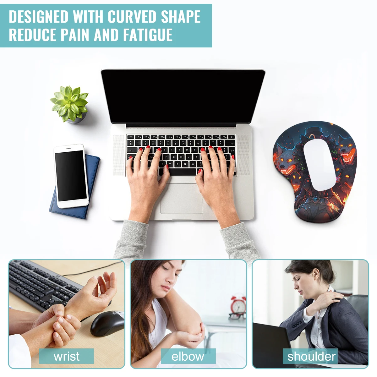 Cool Cartoon Girl And Wolf Mouse Pad Wrist Ergonomic Soft Anti-Slip Wrist Rest Support Mat Computer Mouse Pad for Office  PC