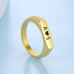 Engrave Name Personalized Finger Ring Custom Gift For Woman Men Family Friend Couple Gold Color Stainless Steel Wedding Jewelry
