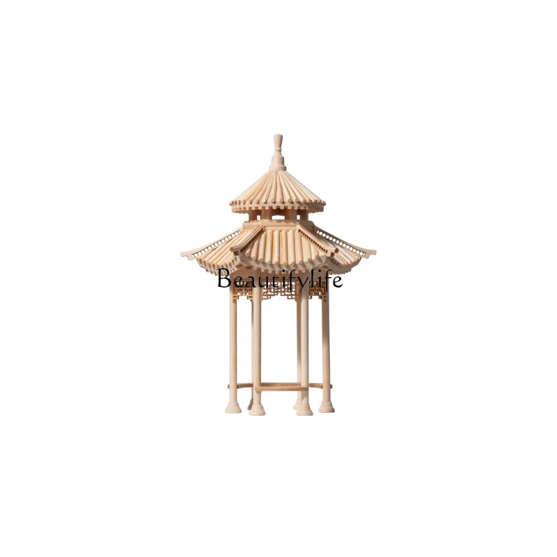 Gazebo Chinese antique architectural model finished product decorative ornament hotel living room entrance decoration