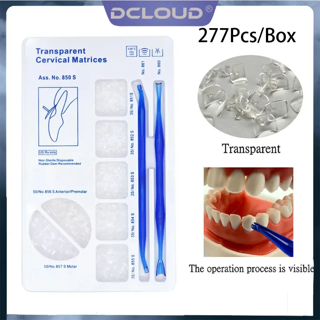 

DCLOUD 277 шт./компл., стоматологические прозрачные матрицы, шейные матрицы, стоматологические композитные наполнительные материалы, десна, 850S, инструменты для полости рта