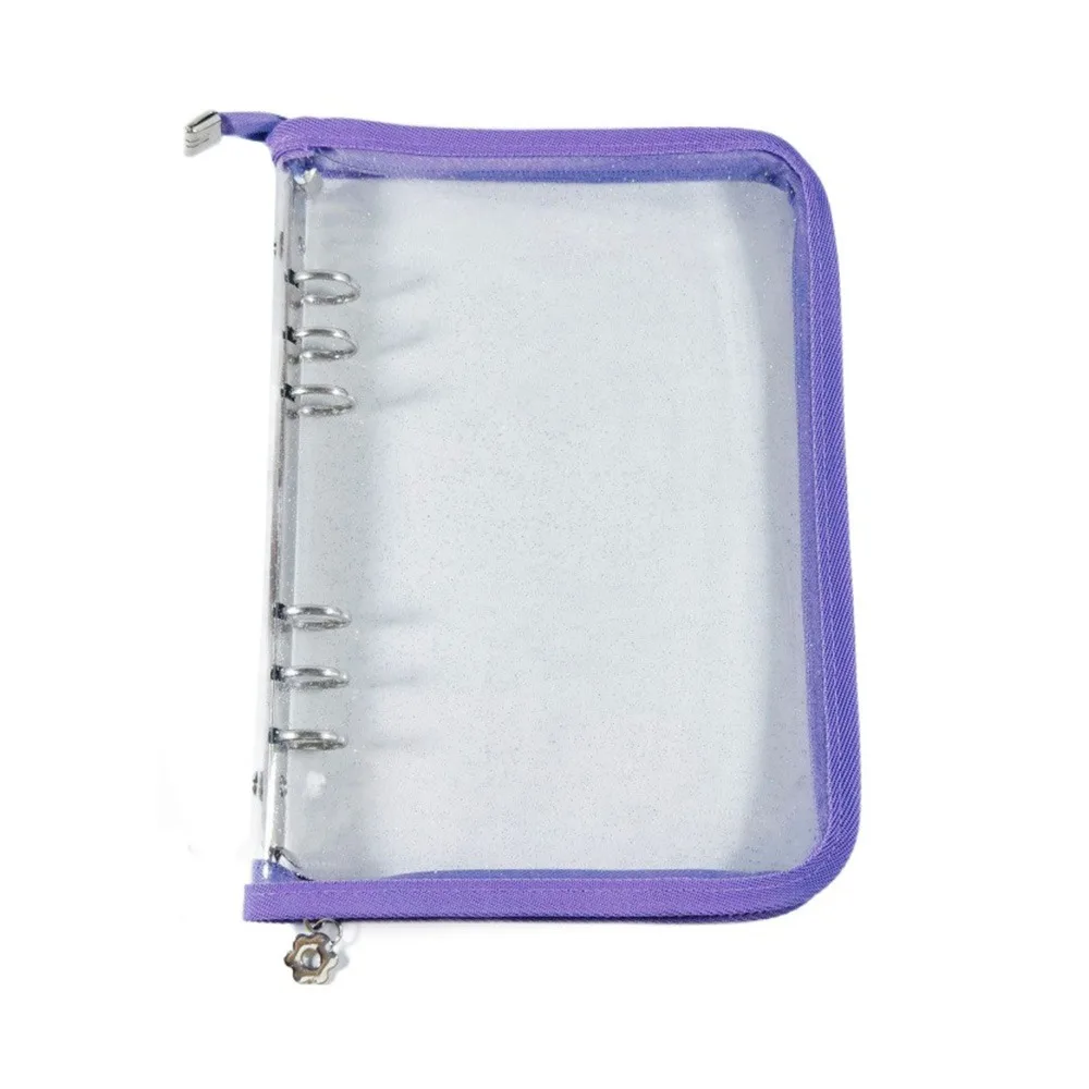 Reusable Loose-leaf Binder Cover Multi Pockets Zipper Closure Transparent Photo Album INS 6-Ring Sticker Keeper Photocard