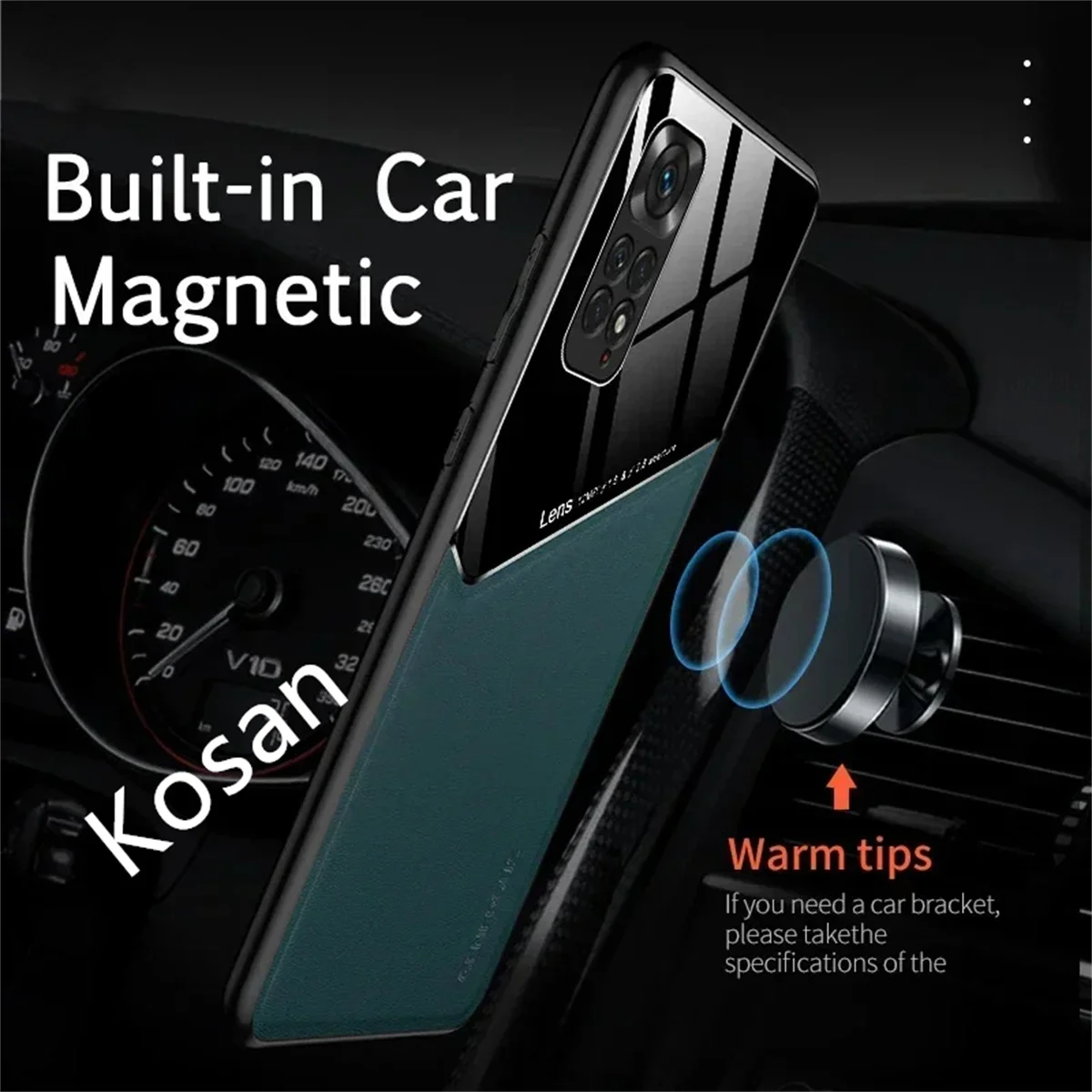 Dla Redmi Note 11 Pro PU Leather Car Magnetic Hard PC Cover Dla Xiaomi Redmi Note 11S 11 Pro Plus 5G Xiomi Note 11S Cases