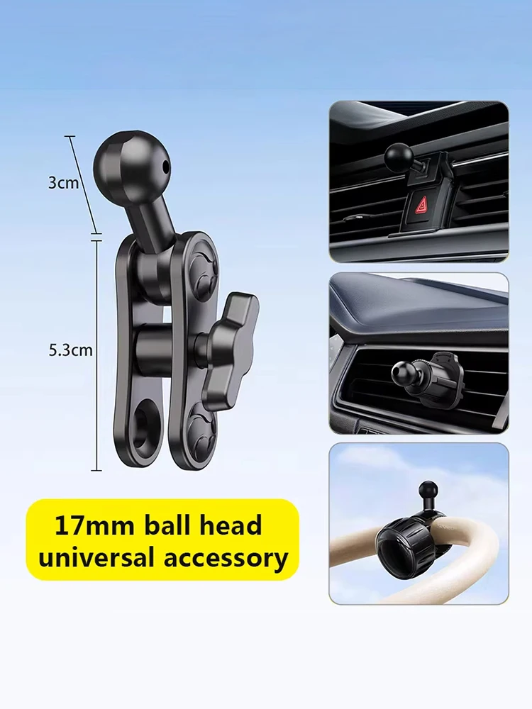 

Алюминиевый удлинитель-адаптер 17 мм с шаровым креплением и вращением для автомобильных держателей телефонов на воздуховод и приборную панель, модель 2026