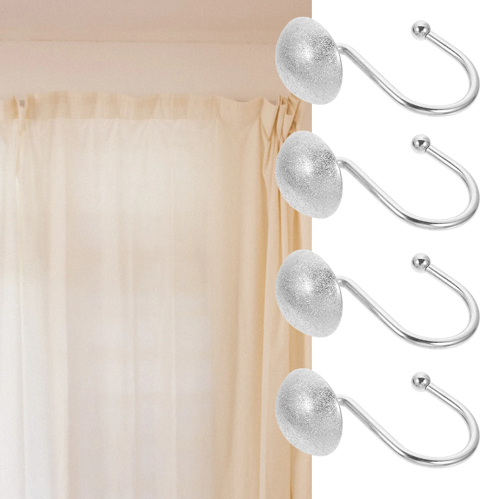 

12Pcs Shower Curtain Hooks Semicircle Frosted Half Round Hanging Rings for Bathroom Curtain Rods Shower Rod Hangers