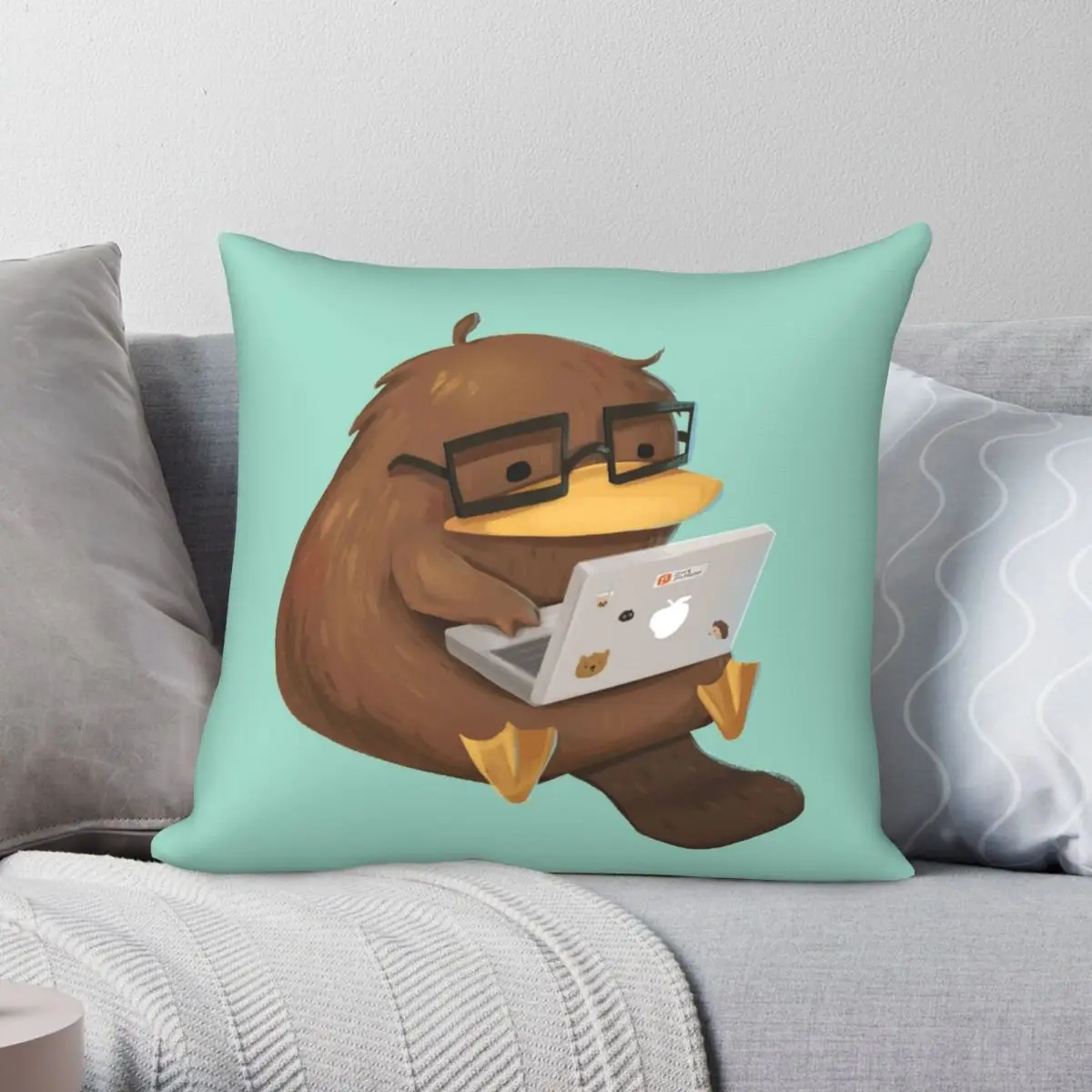 Nerdy Platypus Pillowcase Polyester Linen Velvet Pattern Zip Decor Throw Pillow Case Home Cushion Cover 45x45