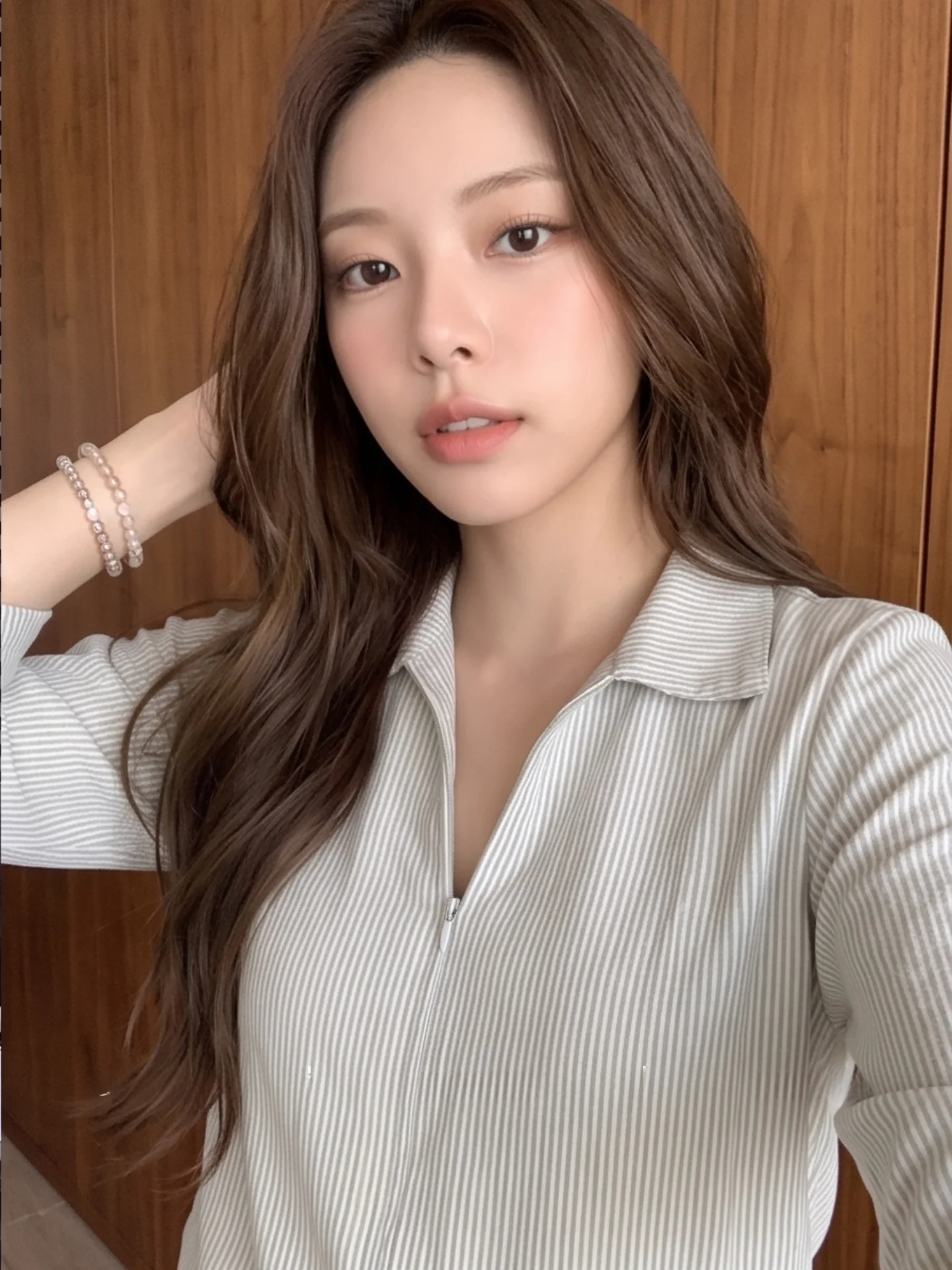 Korean Commuter Style Half Zipper Short Sleeve Long Sleeve Shirt Women's Turn-down Collar Slimming Versatile Summer Top