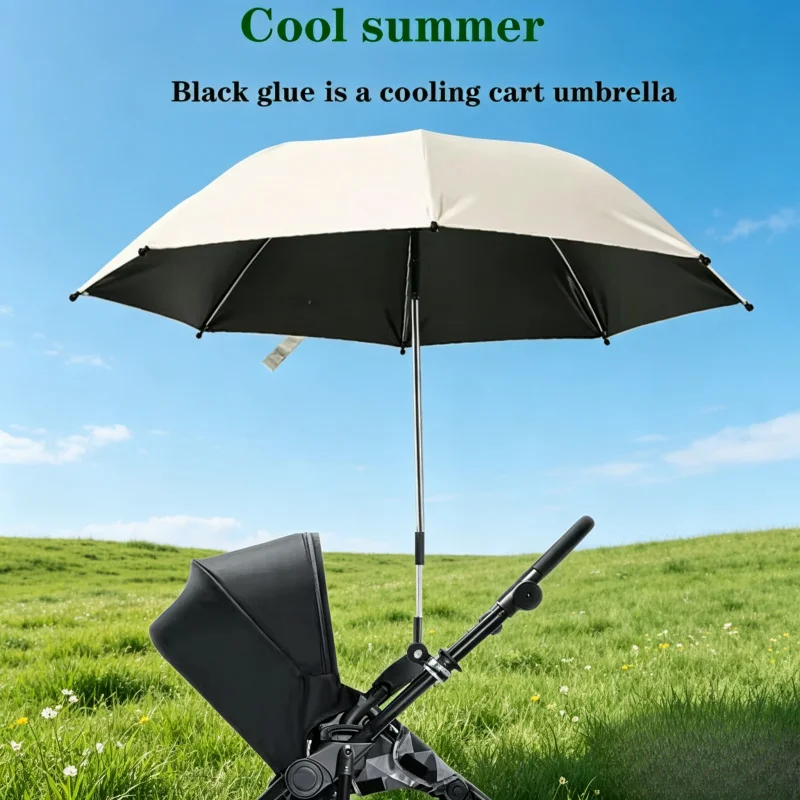 

Baby Stroller Umbrella, 360° Adjustable Folding Parasol, UV Sun Rain Protection Universal Stroller Sunshade Canopy Cover
