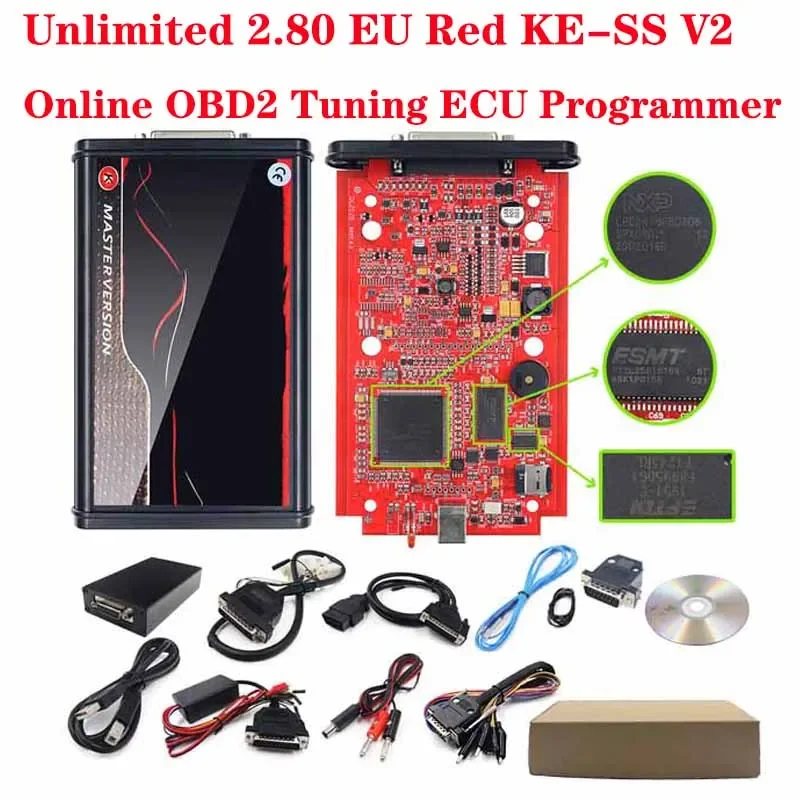 KESS Ecu Chip Tuning pour KESS V5.017, en ligne V2 v2.80, accessoires de voiture, pigments Pcb rouges, outils de mise à niveau de puissance, pièces